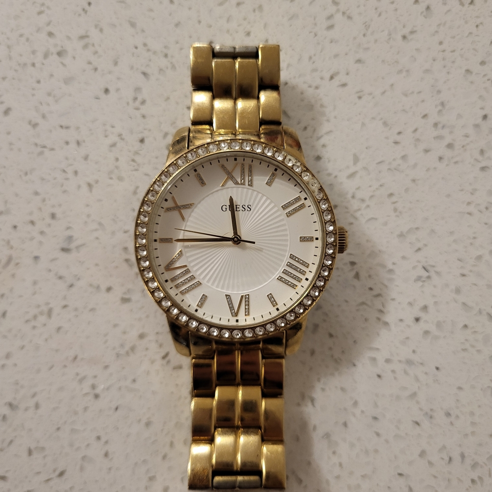 Guess Women's Gold Watch with Crystal Accents